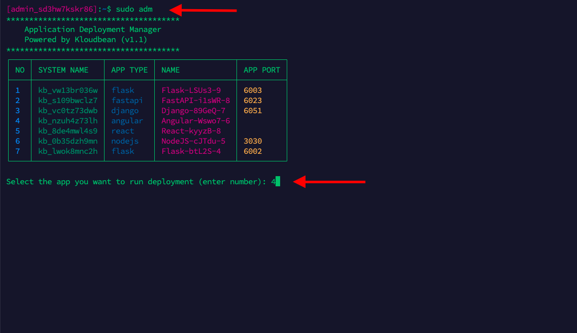 Demonstration on building and deploying app using adm.